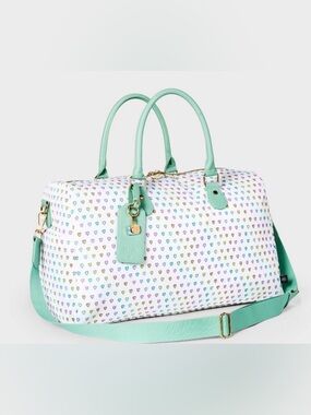 Roller Rabbit x Target Disco Hearts Waves Softside Duffle Bag- White/Teal- NWT